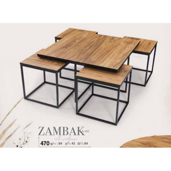 ZAMBAK ORTA SEHPA CEVİZ (KARE-SİYAH AYAK)
